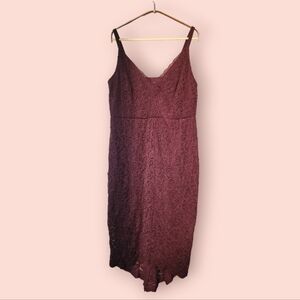 Torrid Burgundy Lace Midi Dress High-Low Hem Sleeveless Plus Size 2 Cocktail